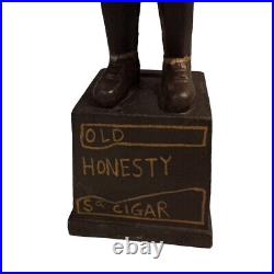 OLD HONESTY 5¢ CIGAR Indian Chief 13 Tall Cast Iron Tobacco Coin Bank READ