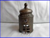 OLD KENTON CAST IRON CASTLE TOWER BANK STILL COIN BLDG. BANK TOY EARLY 1900s