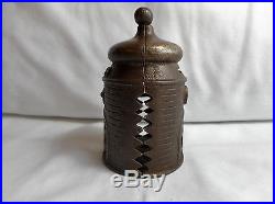 OLD KENTON CAST IRON CASTLE TOWER BANK STILL COIN BLDG. BANK TOY EARLY 1900s