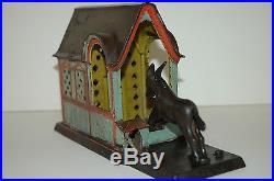Original 1880 Cast Iron Mule Entering Barn Mechanical Bank, Exc Paint No Reserve