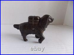 ORIGINAL ANTIQUE ST BERNARD With PACK SM CAST IRON DOG BANK 5,5