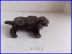 ORIGINAL ANTIQUE ST BERNARD With PACK SM CAST IRON DOG BANK 5,5