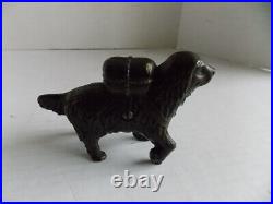 ORIGINAL ANTIQUE ST BERNARD With PACK SM CAST IRON DOG BANK 5,5