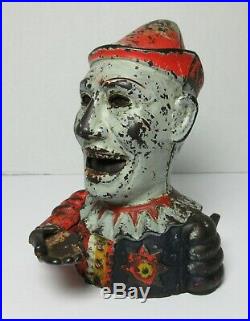 ORIGINAL Antique HUMPTY DUMPTY Clown CAST IRON MECHANICAL BANK SHEPARD HARDWARE