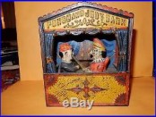Original Cast Iron Antique Mechanical Bank Punch And Judy