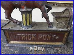 Original Trick Pony Cast Iron Mechanical Bank 1885 Nice