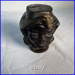 ORIGINAL Vintage Antique Johnny Griffin 2 Face Cast Iron Bank By A. C Williams