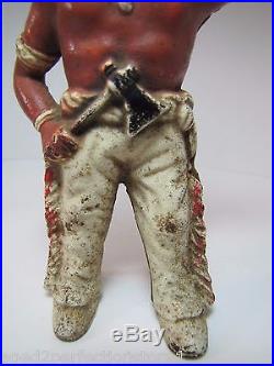 Old Cast Iron Indian Chief Figural Bank wonderful old original paint detailed