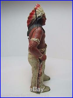 Old Cast Iron Indian Chief Figural Bank wonderful old original paint detailed