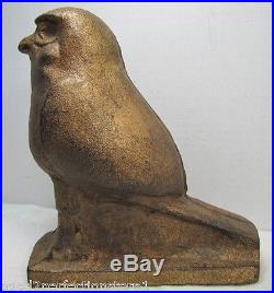 Old Cast Iron Owl Figural Bird Bank Doorstop large heavy decorative art statue
