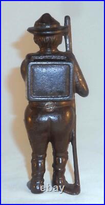Old Hubley Painted Cast Iron Boy Scout Buckle & Scarf Standing Still Penny Bank Old Hubley Painted Cast Iron Boy Scout Buckle & Scarf Standing Still Penny Bank
