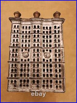 Old Large Antique Cast Iron 6 Point Skyscraper Still Bank A C Williams