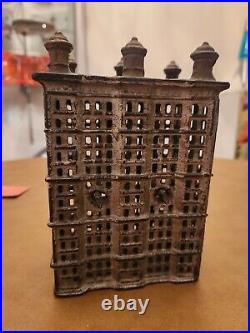 Old Large Antique Cast Iron 6 Point Skyscraper Still Bank A C Williams