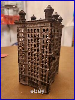 Old Large Antique Cast Iron 6 Point Skyscraper Still Bank A C Williams