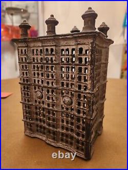 Old Large Antique Cast Iron 6 Point Skyscraper Still Bank A C Williams