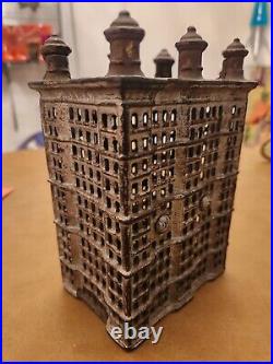 Old Large Antique Cast Iron 6 Point Skyscraper Still Bank A C Williams