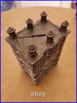 Old Large Antique Cast Iron 6 Point Skyscraper Still Bank A C Williams