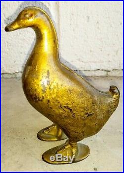 Old Original Antique AC Williams Cast Iron Duck Golden Goose Still Penny Bank