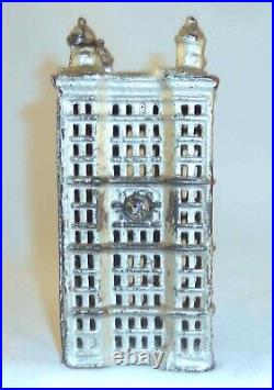 Old Silver Colored Cast Iron Still Penny Bank Skyscraper 5 1/2 by A. C. Williams