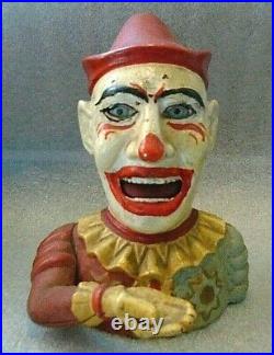 Old original cast iron Humpty Dumpty clown mechanical bank