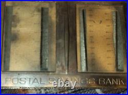 Orig 1902 Toy Postal Savings Bank US Mailbox 4 Slot Coin Cast Iron Steel Glass