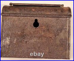 Orig 1902 Toy Postal Savings Bank US Mailbox 4 Slot Coin Cast Iron Steel Glass