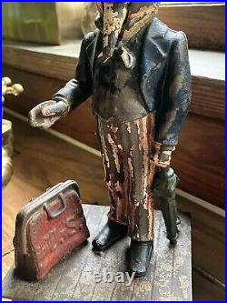 Original 19th Century 1886 Cast Iron Uncle Sam Mechanical Bank