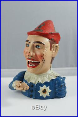 Original 19th century Humpty Dumpty Clown Cast Iron Mechanical Bank