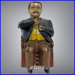 Original Antique 1873 Cast Iron Little Fat Man Tammany Mechanical Bank Stevens