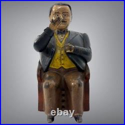 Original Antique 1873 Cast Iron Little Fat Man Tammany Mechanical Bank Stevens