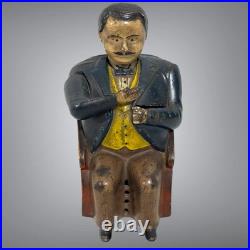 Original Antique 1873 Cast Iron Little Fat Man Tammany Mechanical Bank Stevens