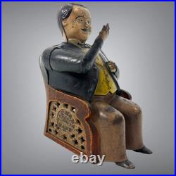 Original Antique 1873 Cast Iron Little Fat Man Tammany Mechanical Bank Stevens