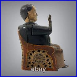 Original Antique 1873 Cast Iron Little Fat Man Tammany Mechanical Bank Stevens
