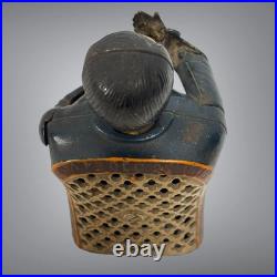 Original Antique 1873 Cast Iron Little Fat Man Tammany Mechanical Bank Stevens