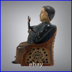 Original Antique 1873 Cast Iron Little Fat Man Tammany Mechanical Bank Stevens