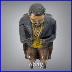 Original Antique 1873 Cast Iron Little Fat Man Tammany Mechanical Bank Stevens
