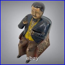 Original Antique 1873 Cast Iron Little Fat Man Tammany Mechanical Bank Stevens