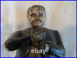 Original Antique Cast Iron 1873 Patent Tammany Mechanical Man In Chair Bank