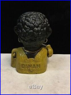Original Antique Cast Iron Dinah Black Americana Working Mechanical Bank