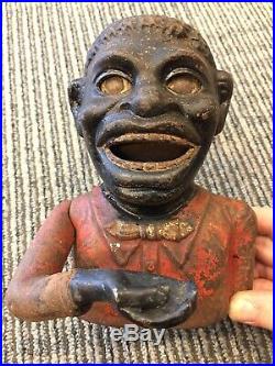 Original Antique Cast Iron JOLLY Mechanical Bank Toy by Shepard Hardware Ca. 1882