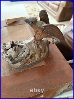 Original Antique Cast Iron Mechanical Bank EAGLE & EAGLETS J & E Stevens 1883