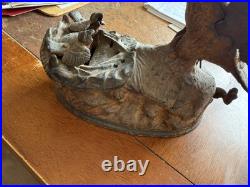 Original Antique Cast Iron Mechanical Bank EAGLE & EAGLETS J & E Stevens 1883