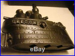 Original Antique Cast Iron OREGON Nautical Sailing Battleship Boat Still Bank NR