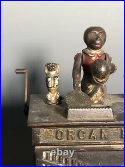 Original Antique Cast Iron Organ Mechanical Bank Toy By Kyser & Rex C. 1882