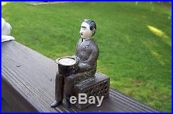 Original Antique Cast Iron Peg Leg Mechanical Bank, Rare