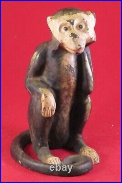 Original Antique Hubley Cast Iron Monkey Bank
