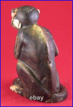 Original Antique Hubley Cast Iron Monkey Bank