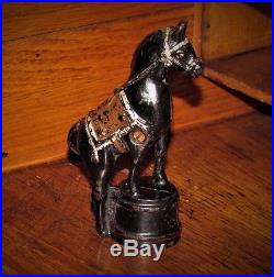 Original Antique Vtg A. C. Williams Cast Iron Toy Horse Pedestal Still Penny Bank