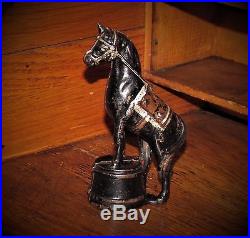 Original Antique Vtg A. C. Williams Cast Iron Toy Horse Pedestal Still Penny Bank