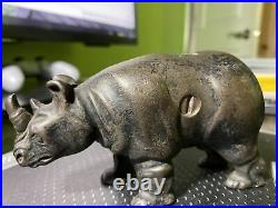 Original Antique Vtg Arcade Cast Iron Rhino Rhinoceros Still Penny Bank